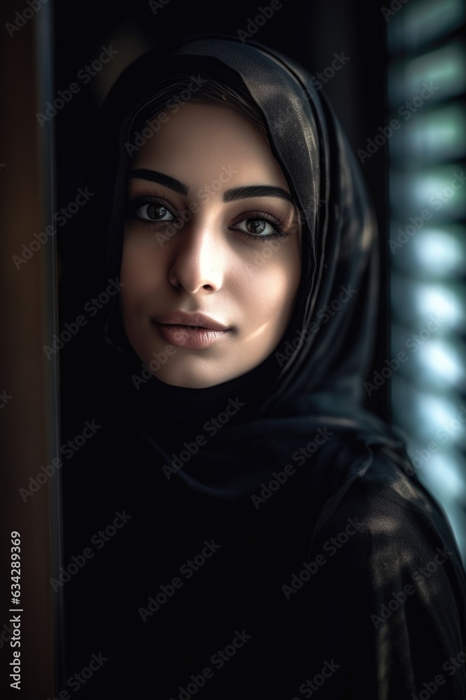 shot of a young muslim woman wearing a hijab at home shot of a young muslim woman wearing a hijab at home