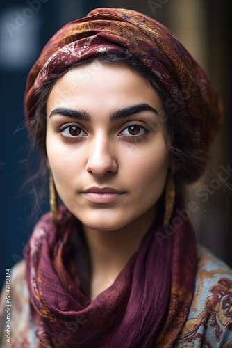 portrait of a young muslim woman wearing a headscarf