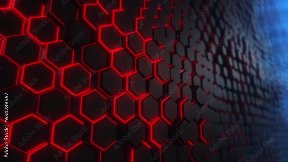 Pulsing hexagonal tiles blue background