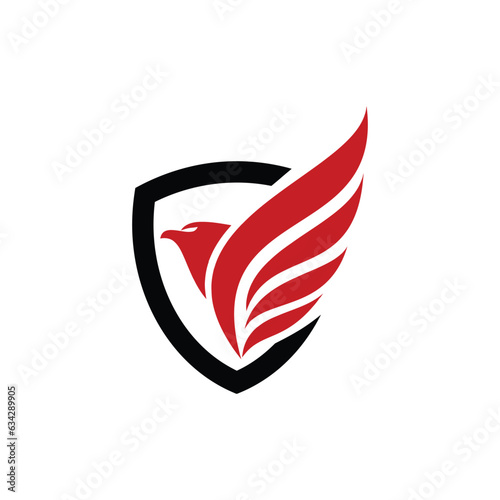Eagle Flame Logo, Shield Shape Logo, Eagle icon logo illustration Design in trendy modern design