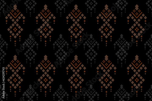 Nature vintages cross stitch traditional ethnic pattern paisley flower Ikat background abstract Aztec African Indonesian Indian seamless pattern for fabric print cloth dress carpet curtains and sarong