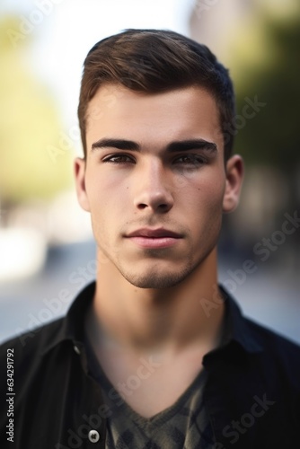 cropped portrait of a handsome young man standing outside