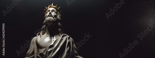 Statue of jesus christ in dark room. Close up.