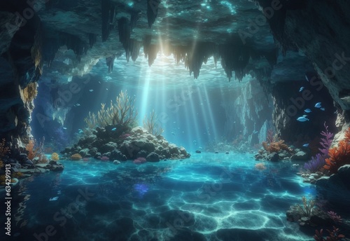 Underwater cave in fantasy underwater world © MochSjamsul