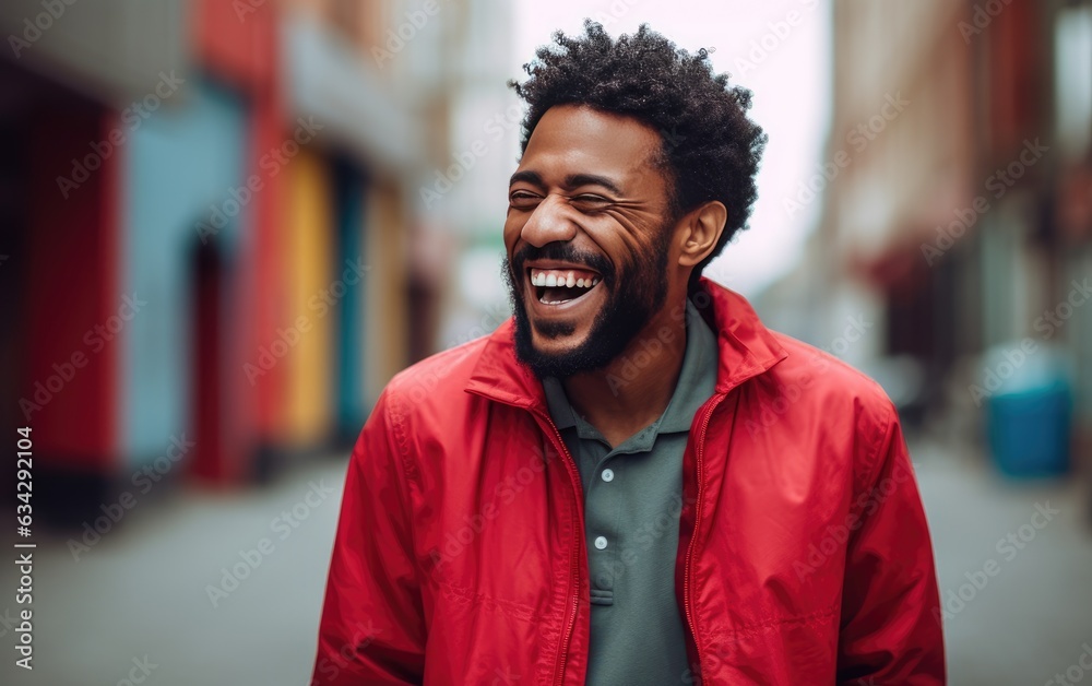 Ultra handsome man, smiling and laughing, wearing bright clothes. created by generative AI technology.