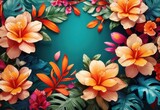 Tropical flower background, banner with floral pattern 