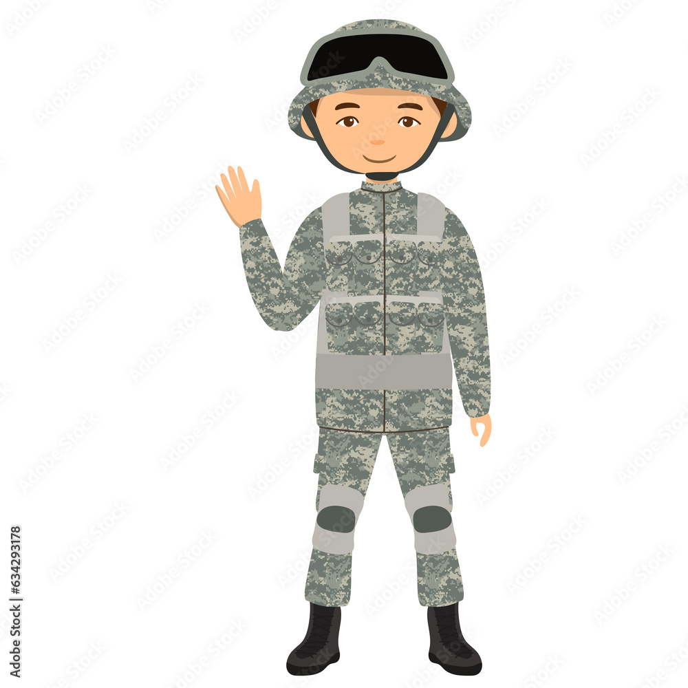 Soldier character. Millitary force employee in camouflage with a weapon. Army equipment and technology. War strategy and tactic. Soldier character. Millitary force employee in camouflage with a weapon. Army equipment and technology. War strategy and tactic.