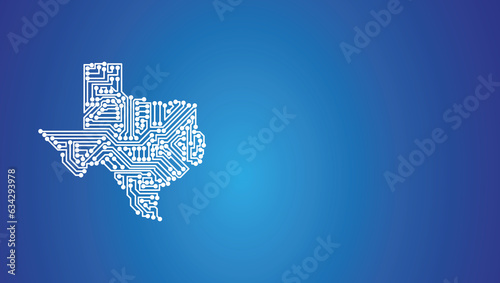 IT-Umriss von Texas auf blauem Hintergrund