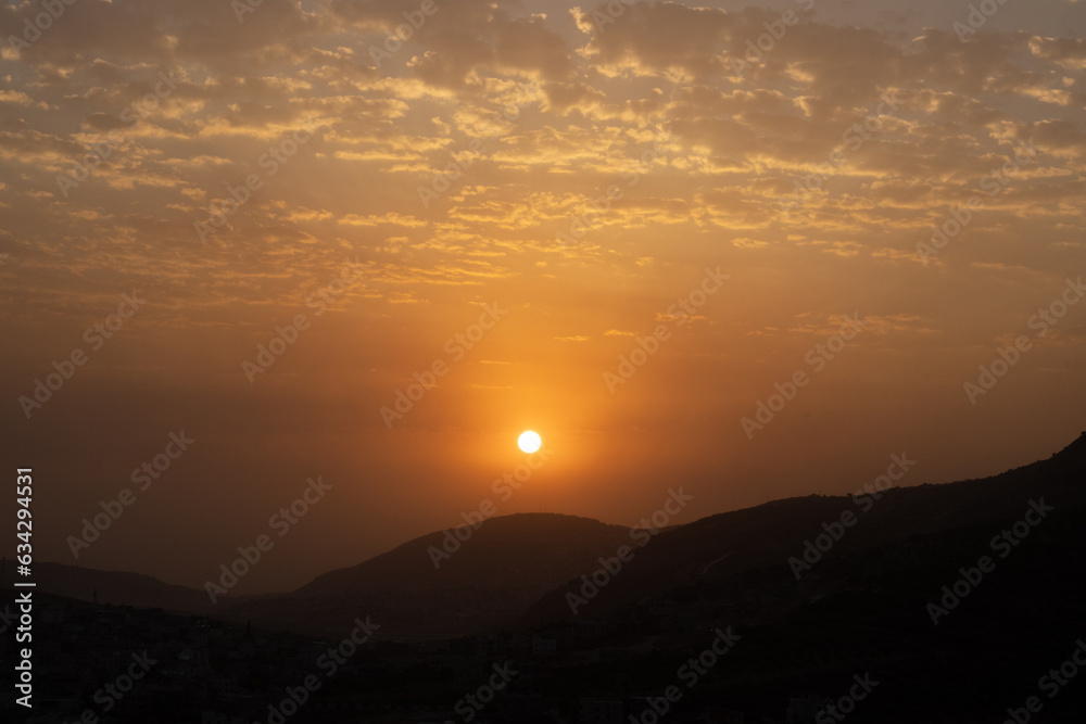 sunset over the mountains