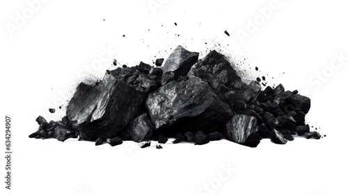 Black coal  element on transparent white background. Genrative ai