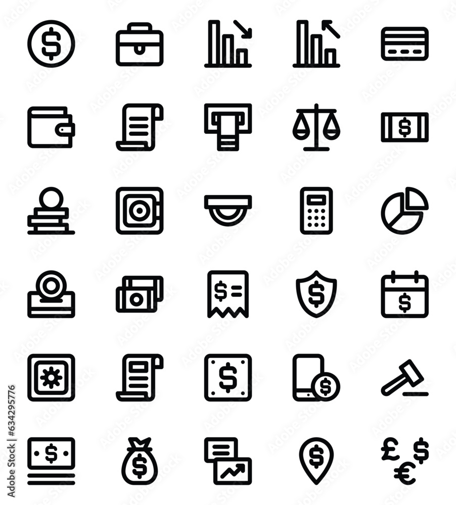 Outline icons for bank