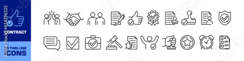Contract icon set. Linear style.