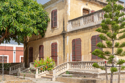 Facade of an abandoned stately building in Manacor