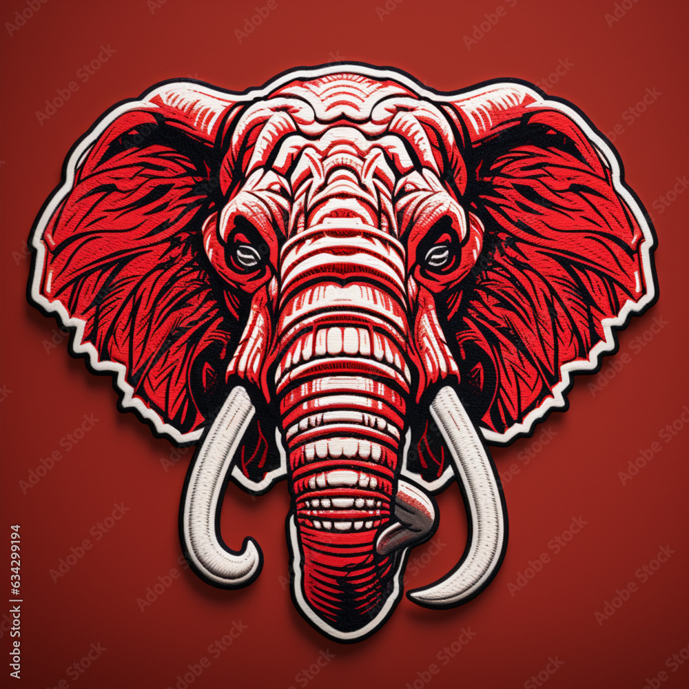 illustration of an elephant head in red