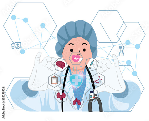 doctor access health technology icon on virtual screen