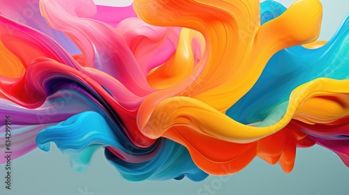 3D Liquid Colorful Paint Background.