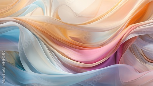  an abstract painting of a flowing fabric with a light blue, pink, yellow and white color scheme. generative ai