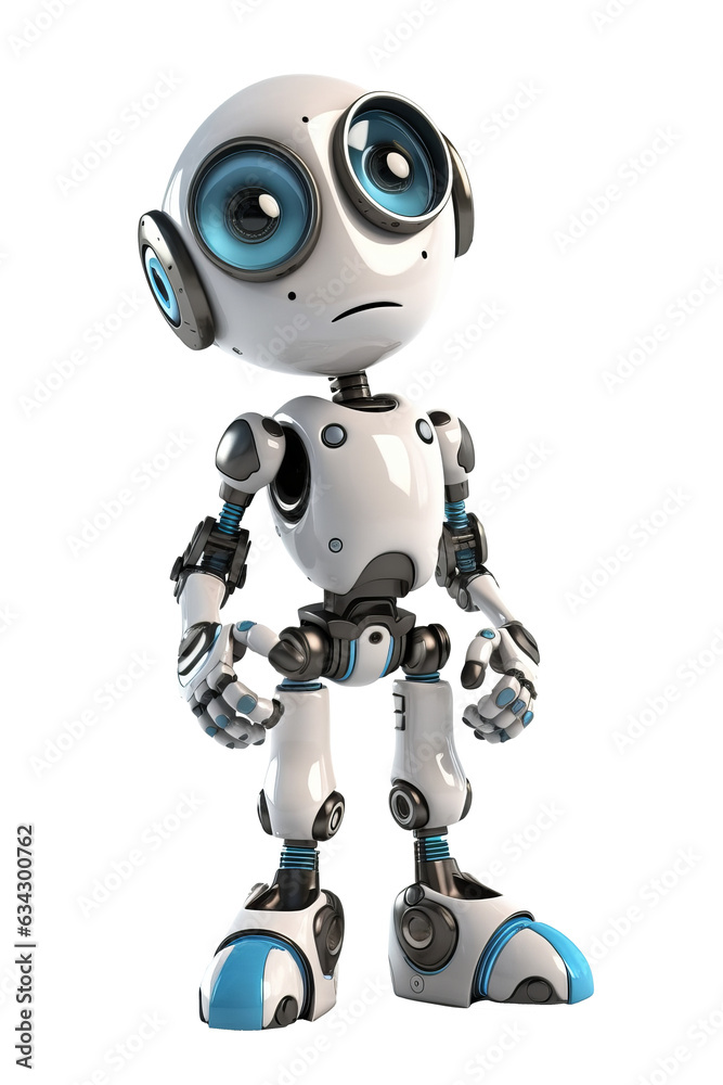 Cute little humanoid robots, 3D characters, isolated backgrounds. Cute little humanoid robots, 3D characters, isolated backgrounds.