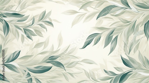  a wallpaper with leaves on it in a white room. generative ai
