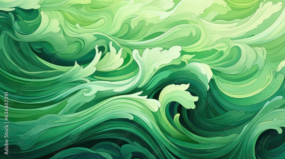 Waves in Pea green Colors Waves in Pea green Colors