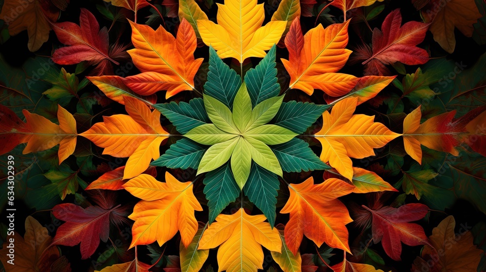  a picture of a bunch of leaves that are in the middle of a picture.  generative ai