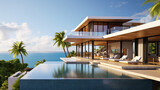 A modern beachfront villa with infinity pool overlooking the Caribbean Sea