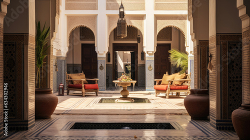 A riad with a central courtyard in Marrakech, Morocco © RDO