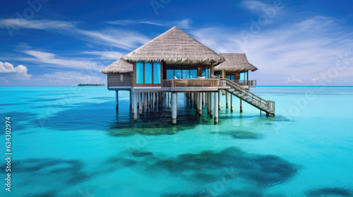 An overwater bungalow with a clear floor in the Maldives © RDO