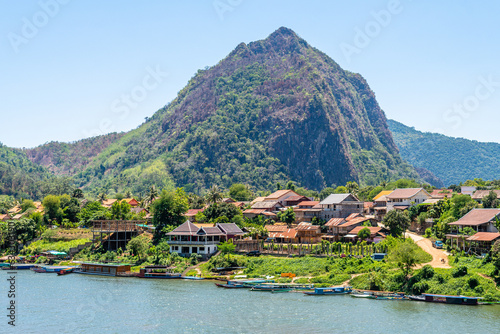 countryside town of nong khiaw in laos photo