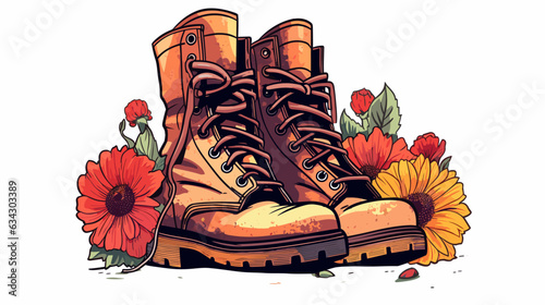 Drawing women's shoes with flowers on a white background vector