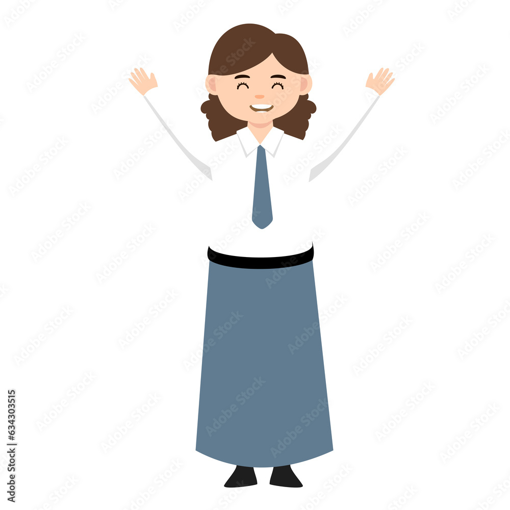 Indonesian Senior High School Girl Wearing Gray and White Uniform Cartoon Character Indonesian Senior High School Girl Wearing Gray and White Uniform Cartoon Character