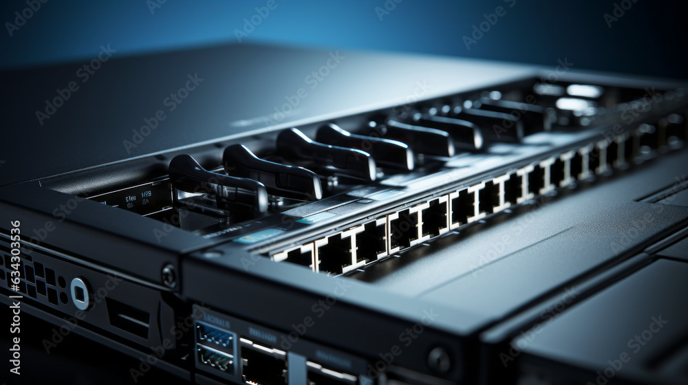 Network switch isolated on black background