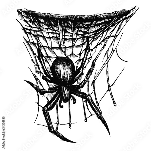 spider on a web sketch