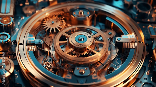 background of the gear mechanism inside the watch.