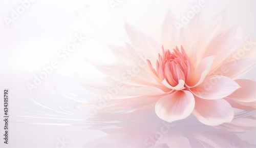 Horizontal banner with pink flower on blurred background. Copy space for text. Mock up template