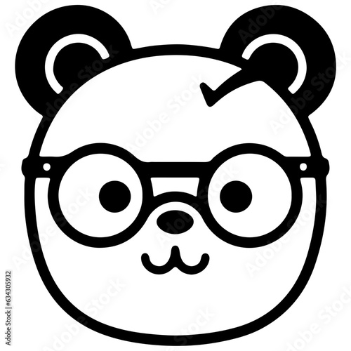 Cute bear outline vector illustration, ware glasses character 