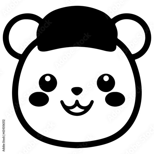 Cute bear outline vector illustration, ware hat character 