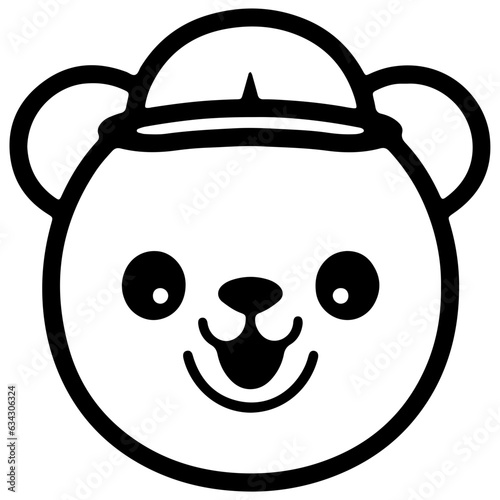 Cute bear outline vector illustration, ware hat character 