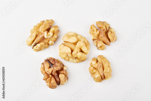 Top view of walnut on white background