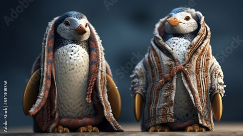 Adorable Penguin Wearing Winter Sweater. penguins in sweaters