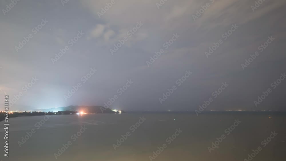 4k time lapse of cloudy night at Kuantan beach, Malaysia with star trail. 4k time lapse of cloudy night at Kuantan beach, Malaysia with star trail.