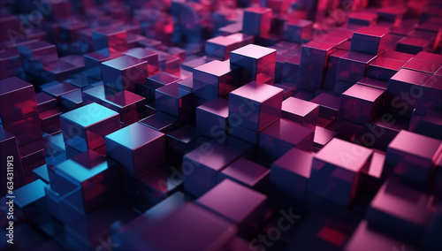 Colorful Blocks Wall Background. Generative AI