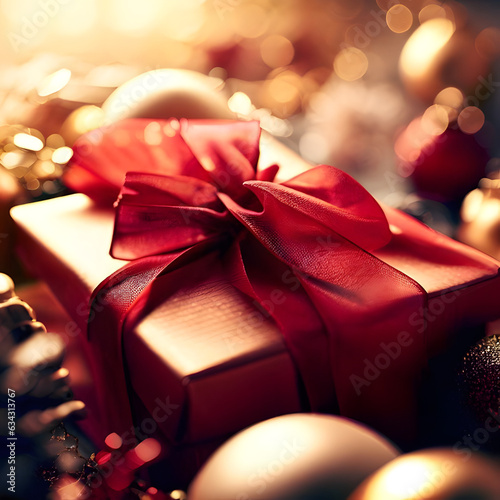 Weihnachtszeit - Weihnachtsgeschenk auf verschiedenen Hintergrund mit unterschiedlicher Bildstimmung