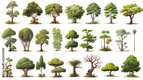 tree clipart collection chart consisting of various trees