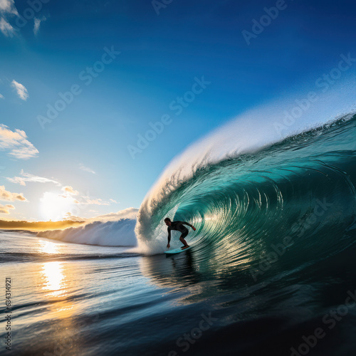 lifestyle photo surfer riding large surf breaking © mindstorm