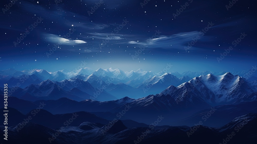  a night scene with mountains and a full moon in the sky.  generative ai
