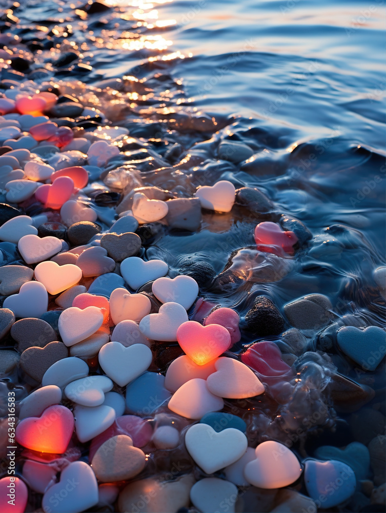 Obraz premium Beautiful seaside scenery and heart shape,created with generative ai tecnology.