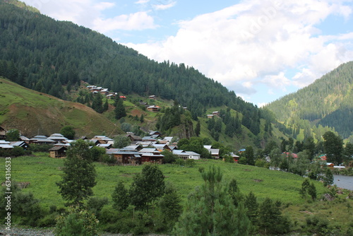 Scenic view of the natural beauty of Tao Butt, Neelum Valley, Kashmir.  Tao Butt is famous for its lush green trees and natural beauty. photo