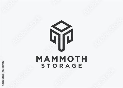 elephant hexagon logo design vector silhouette illustration