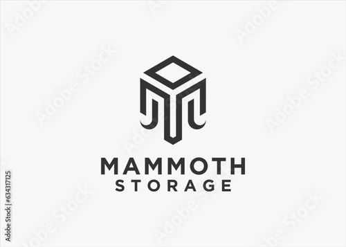 elephant hexagon logo design vector silhouette illustration